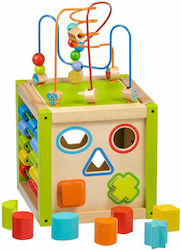 Lucy & Leo Shape Sorting Toy Κύβος Δραστηριοτήτων Ρολόι made of Wood for 36++ Months