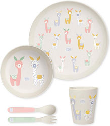 Saro Feeding Set Wild Alpacas made of Melamine White 5pcs for 6+ months