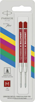 Parker Quinkflow Basic Ballpoint Replacement Ink for Ballpoint in Red color 2pcs