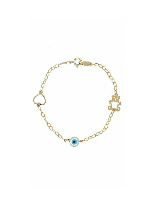 Mertzios.gr Kids Bracelet Chain from Gold 14K with Evil Eye