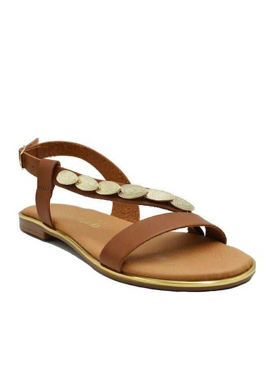 Step Shoes Leather Sandals Tabac Brown