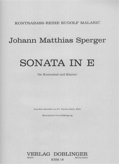Doblinger Sperger Sonata In E Παρτιτούρα για Πιάνο