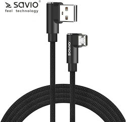 Savio Reversible CL-162 Braided USB 2.0 Cabluri Micro USB 2m Negru