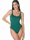 Blu4u Wide Strap Open Back Padded Swimsuit Green