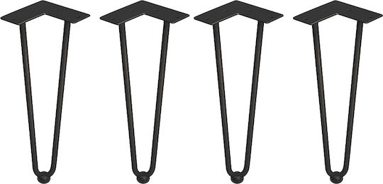 Emuca Metallisches Möbelbein 4 Stück Für Tisch / Beistelltisch 11x40cm Schwarze