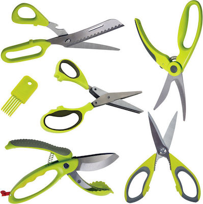 Easy Five Stainless Steel Kitchen Scissor Green