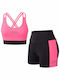 Set Women's Training Leggings Shorts High Waisted Fuchsia