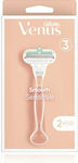 Gillette Venus Smooth Sensitive Razor with 3 Blade Replacement Heads & Lubricating Tape for Sensitive Skin Pink 3pcs