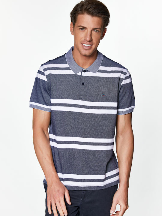 RedGreen Polo Piquet Striped with Short Sleeve Navy Strib - Blue Striped