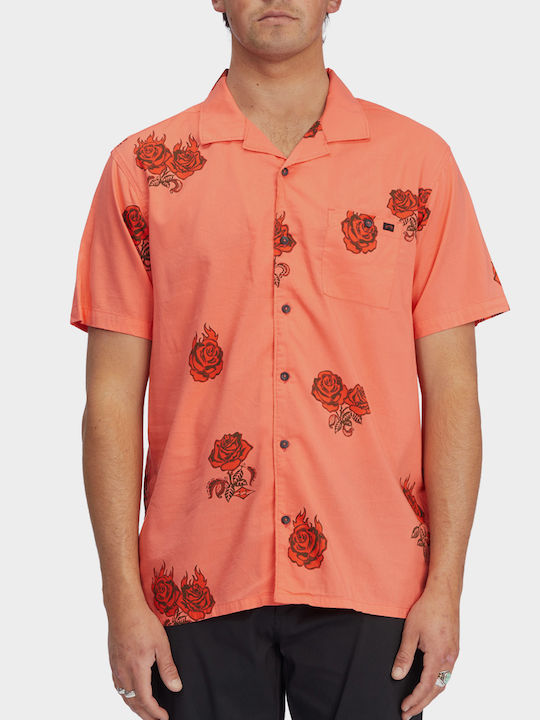 Sundays Vacay Short-sleeved Cotton Shirt Floral Washed Red