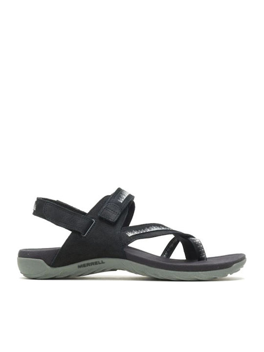 Terran 3 Cush Convert Post Δερμάτινα Γυναικεία Σανδάλια Sporty Μαύρα