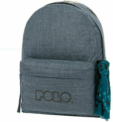 Polo Original Double Scarf Σχολική Τσάντα Πλάτης Γυμνασίου - Λυκείου σε Μπλε χρώμα 30lt 2022