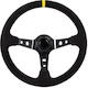 Autoline Suet Three Spoke Car Steering Wheel with 35cm Diameter Yellow/Black