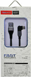 Tranyoo T-X16C Angle (90°) / Braided USB 2.0 Cable USB-C male - USB-A male Black 1m (PS-111249)