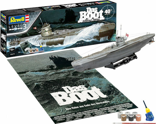 Revell Das Boot Collector's Edition "40th Anniversary" Modeling Figure Submarine 87 Pieces in Scale 1:144 with Glue and Paints 46.5cm.