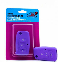 Θήκη Κλειδιού Car Safety από Σιλικόνη με 3 Κουμπιά για Seat / Skoda / VW σε Μωβ Χρώμα