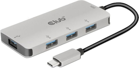 Club3D USB Hub 4 Ports USB 3.0 with USB-C Connection Silver