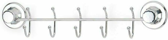 Tekno-Tel Wall-Mounted Bathroom Hook with 5 Positions ​45x10cm Silver