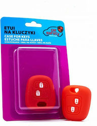 Θήκη Κλειδιού Car Safety από Silikon με 2 Κουμπιά για Citroen / Peugeot / Toyota σε Rot Χρώμα