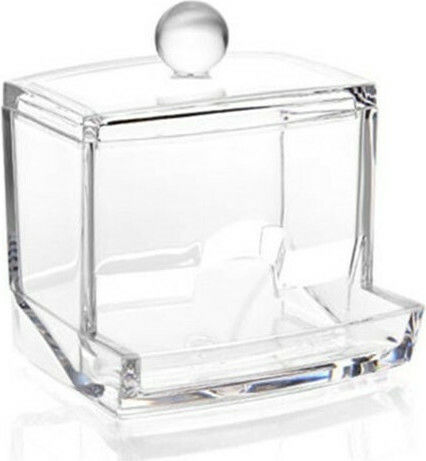 Acrylic Cotton/Swabs Case Countertop Transparent