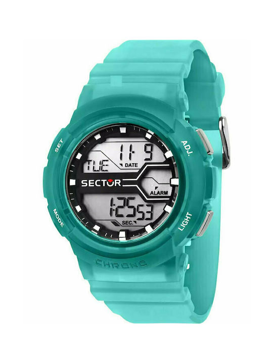 Sector Digital Uhr Chronograph Batterie mit Blau Kautschukarmband