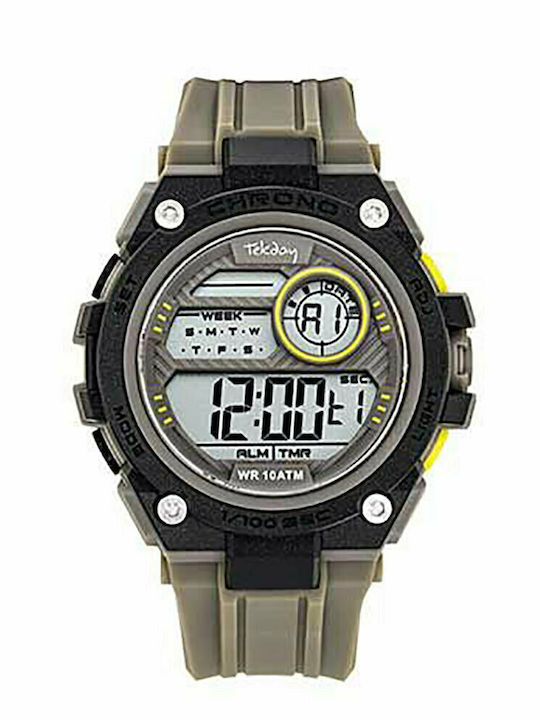 Tekday Digital Men's Watch 46mm Battery with Gray Rubber Strap