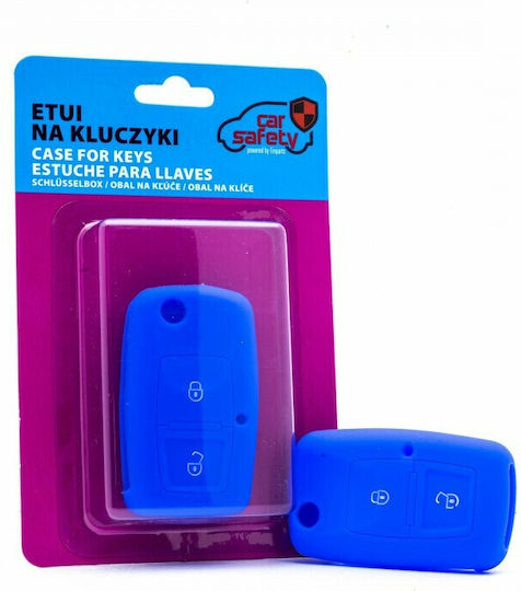 Θήκη Κλειδιού Car Safety από Σιλικόνη με 2 Κουμπιά για Seat / Skoda / VW σε Μπλε Χρώμα
