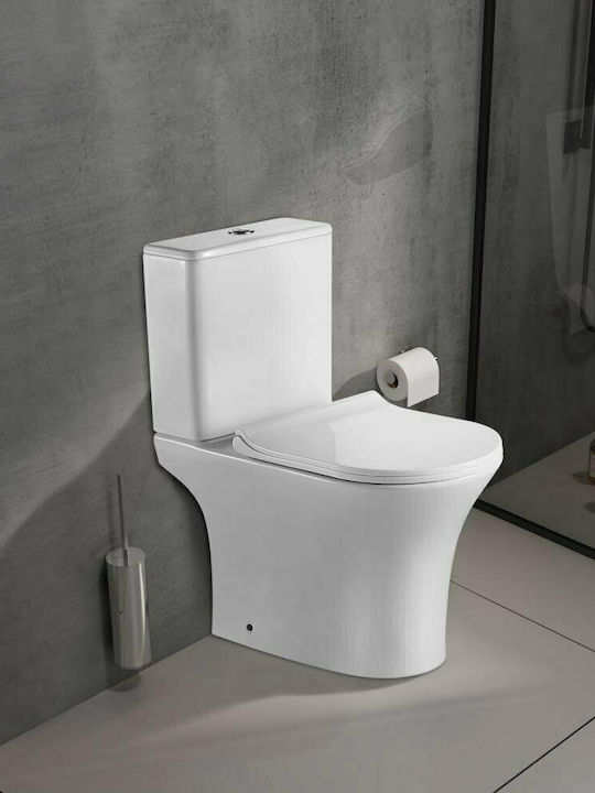 Ceramita Viral Toaletă de podea Sifon Inferior Fără margine cu sistem de descărcare cu Subțire Capac Închidere lentă Albă Ceramita Viral Toaletă de podea Sifon Inferior Fără margine cu sistem de descărcare cu Subțire Capac Închidere lentă Albă