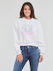 Graphic Vintage Cropped Γυναικείο Φούτερ Λευκό