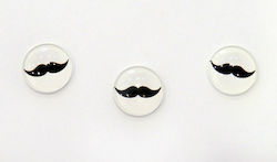 Glass Decorative Element for Wedding Favors White Glass Mustache 18mm 50pcs