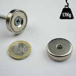 Magnet Neodym Rund mit Loch und Anziehungskraft 17kg 25x7x5.5mm