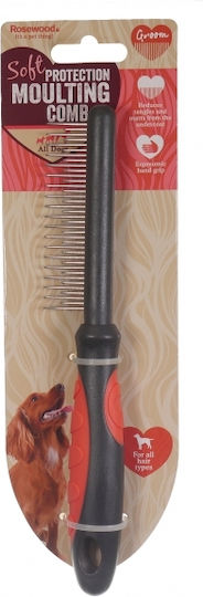 Rosewood Soft Protection Moulting Comb for Misc Hair Lengths for Coat Grooming Burgundy