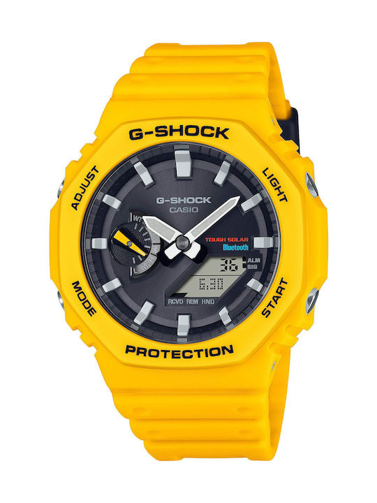 Casio G-Shock Ρολόι Χρονογράφος Μπαταρίας με Καουτσούκ Λουράκι σε Κίτρινο χρώμα