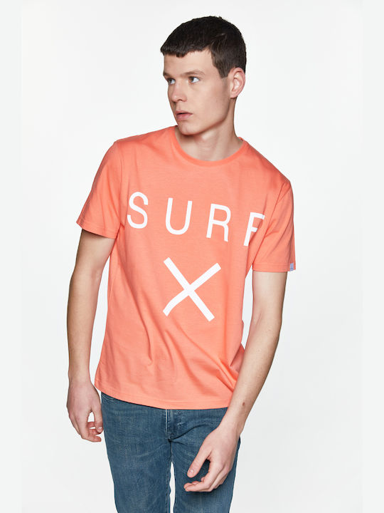 Snta T-shirt with Surf X print - Coral