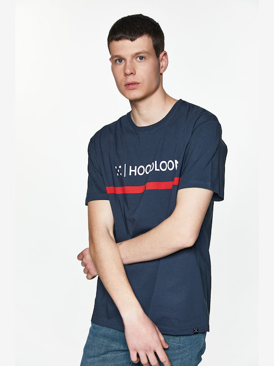 Hoodloom T-shirt with Red Line Print - Dark Blue