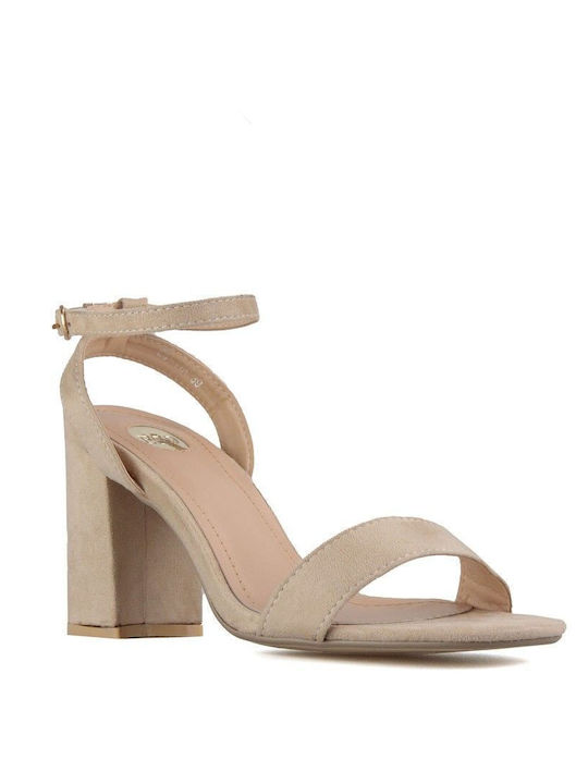 Beige Suede Sandal with Beige Strap