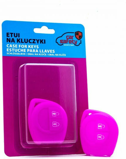 Husă Cheie Auto Car Safety Din Silicon Cu 2 Butoane Pentru Fiat Opel Suzuki În Culoare Roz