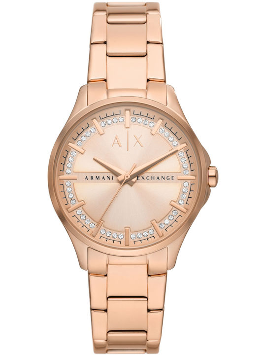 Armani Exchange Damen Uhr mit Rose Gold Metallarmband