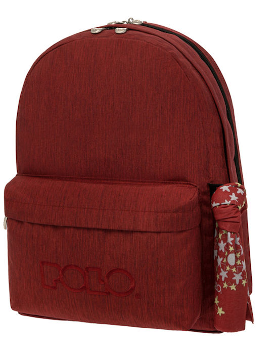 Polo Original Double Scarf School Bag Backpack Junior High-High School in Burgundy color 30lt 2022