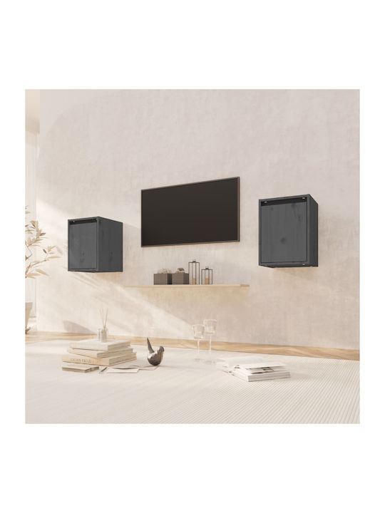 vidaXL Wohnzimmer Vitrine aus Massivholz Grau 3...