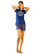 Paco & Co Summer Women's Pyjama Set Blue The city of love