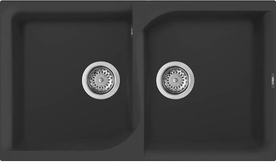 Elleci Ego 450 Granitek LGE45040 Drop-In Spüle aus Verbundgranulat B86xT50cm Nero