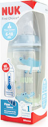 Nuk Plastikflasche First Choice Plus Temperature Control Gegen Koliken mit Silikonsauger für 6-18 Monate Light blue Krokodile 300ml 1Stück 10.741.088