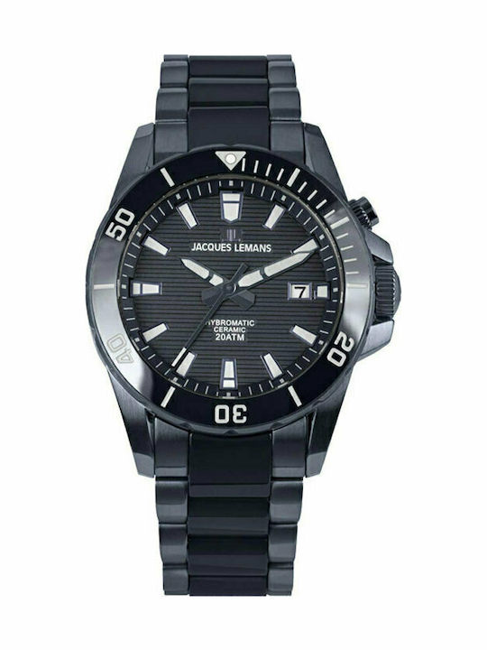 Jacques Lemans Hybromatic Herrenuhr 42mm Automatisch mit Blau Keramikarmband
