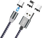 Leewello SJX-181 Geflochten / Magnetisch Abnehmbar USB-A zu Lightning Kabel Silber 1m
