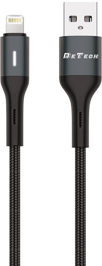 DE-C38i Плетена USB-A към Lightning кабел Черен 1м (40198)