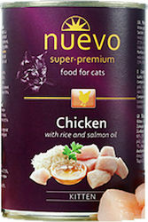 Nuevo Kitten Υγρή Τροφή για Ανήλικη Γάτα σε Κονσέρβα με Κοτόπουλο, Ρύζι και Σολομό 400gr