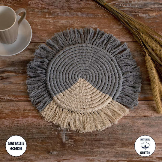 GloboStar Fabric Placemat Grey - Beige 34x34cm GloboStar Fabric Placemat Grey - Beige 34x34cm