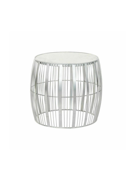 Round Metal Side Table White L46xW46xH41cm