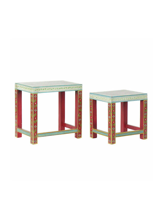 Rectangular Solid Wood Zigon Tables Multicolour L45xW30xH45cm